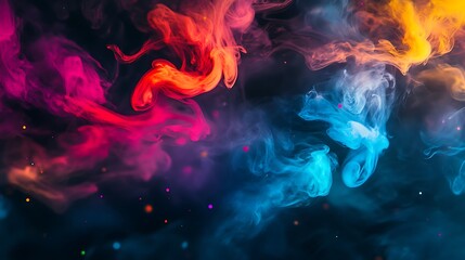 A vibrant, abstract background with dynamic shapes and a clear area for text 