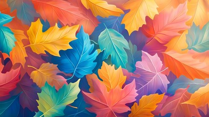 Colorful Autumn Leaves Pattern Background