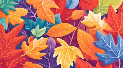 Colorful Autumn Leaves Pattern Background