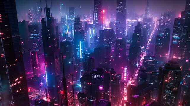 A futuristic foldable smartphone with four screens, each displaying different apps and icons, A futuristic cityscape with towering skyscrapers and neon lights