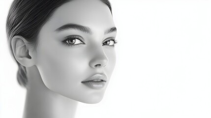 Fototapeta premium Modern Anti Aging Cosmetic Ad Featuring Vibrant Young Woman with Flawless Skin