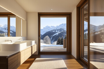 Obraz premium High-Quality Photo of Modern House Interior Ensuite Bathroom with Bright Color Palette