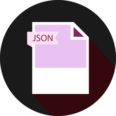 JSON File format icon and black shadow circular shape