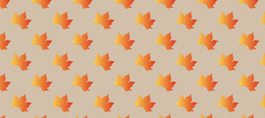 Yellow and red autumn leaves in the beige background