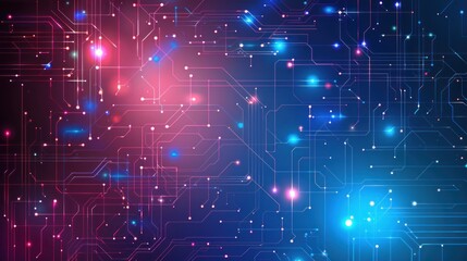 Obraz premium Abstract Digital Technology Background Featuring Futuristic Circuitry in Vibrant Blue and Pink Tones