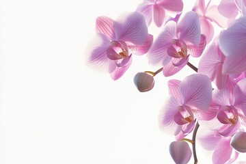Naklejka premium Delicate Pink Orchids with White Background