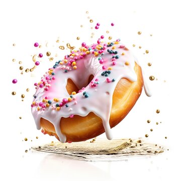 recommend clip art: Falling on doughnut with sugar coating isolated on a white background