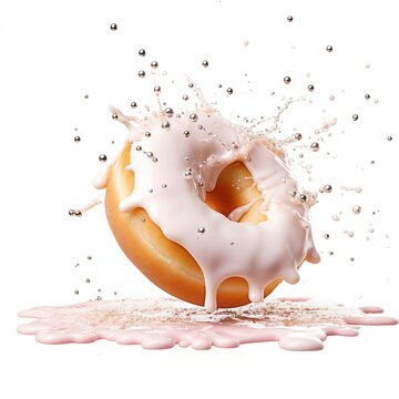 recommend clip art: Falling on doughnut with sugar coating isolated on a white background