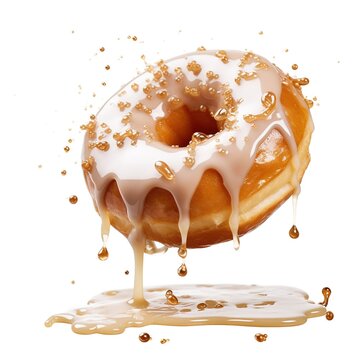 recommend clip art: Falling on doughnut with sugar coating isolated on a white background