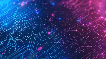 Fototapeta premium Abstract Digital Technology Background Featuring Futuristic Circuitry in Vibrant Blue and Pink Tones