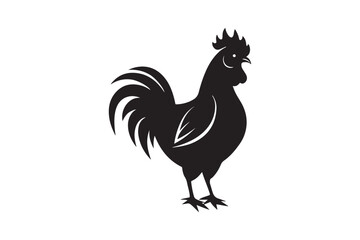 Chicken silhouette vector illustration, Chicken silhouette vector, Chicken silhouette line art