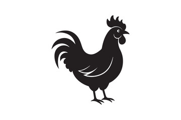 Chicken silhouette vector illustration, Chicken silhouette vector, Chicken silhouette line art