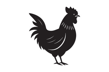 Chicken silhouette vector illustration, Chicken silhouette vector, Chicken silhouette line art