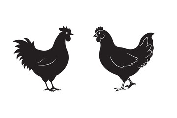 Chicken silhouette vector illustration, Chicken silhouette vector, Chicken silhouette line art
