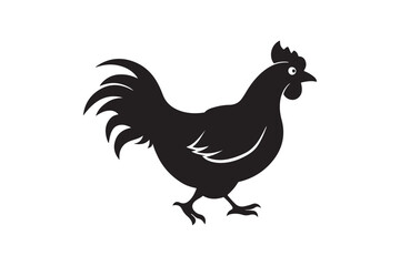 Chicken silhouette vector illustration, Chicken silhouette vector, Chicken silhouette line art