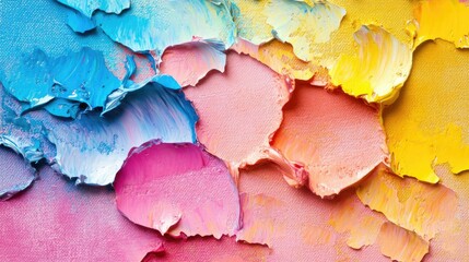 Closeup of abstract rough colorful multicolored art painting texture