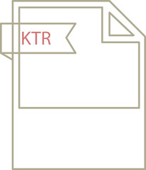 KTR File format icon black outline and light color text