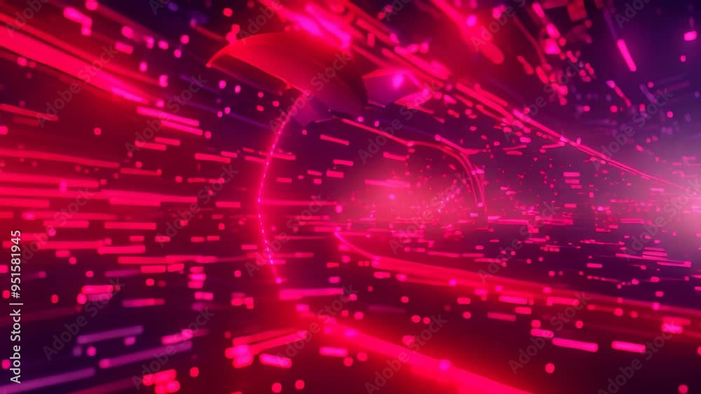 Poster a digital video of a futuristic cyber security network with glowing data points and graphical interf