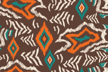 Ikat abstract seamless pattern, geometric design, motif ethnic handmade, Ikat ethnic tribal, boho colors seamless wallpaper. Ethnic Ikat background art, African style