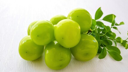 SHINE MUSCAT GRAPE fruit , green grapes, bunch of grapes, on white background, close up