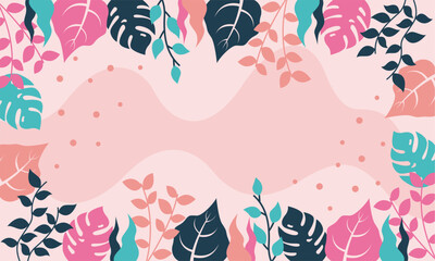 Flat abstract floral leaves background
