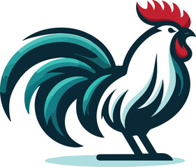 minimalism rooster mascot logo 