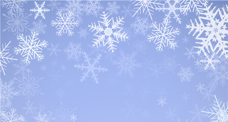 Christmas background with snowflakes, bokeh and lights, winter magic background.