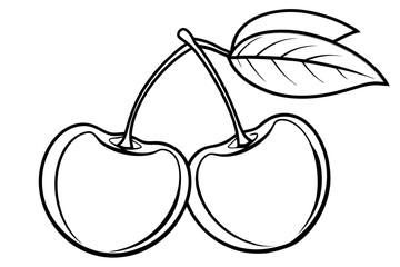 Cherry with leaf line art 