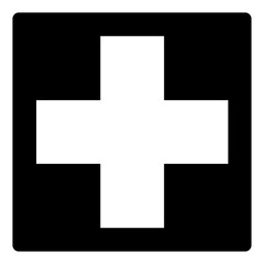 ISO emergency and first aid safety signs_first aid_symbol and pictogram only_black and white edition