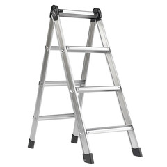A sturdy aluminum step ladder, ideal for home improvement tasks, maintenance, and accessing hard-to-reach areas safely.