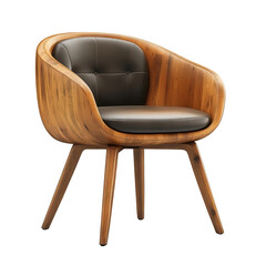 Elegant wooden chair with a stylish design, featuring a comfortable leather seat and modern aesthetic for any interior space.