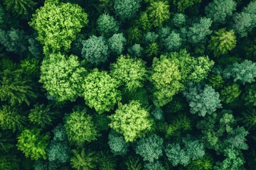 Fototapeta premium Green forest and nature, Aerial view of trees in forest in Germany with generative ai