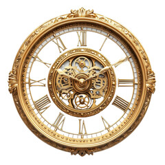 Elegant vintage gold clock with intricate gears, perfect for adding a touch of sophistication to any decor.