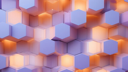 Soft Beauty: Gentle Purple and Pastel Peach Gradient with Hexagon Pattern