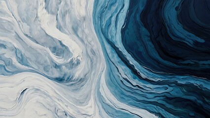 Abstract blue and white background illustration 3d rendered waves of liquid paint on white background surface