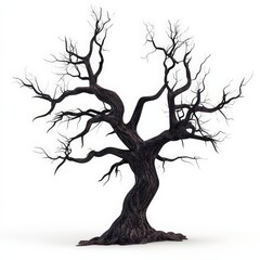 Dead Tree Isolated on White Background.