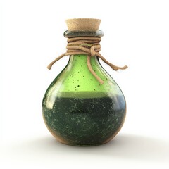 Old Glass Bottle with Cork and Rope.