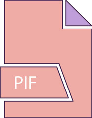 PIF File format icon in shapes 2 colors and side contour