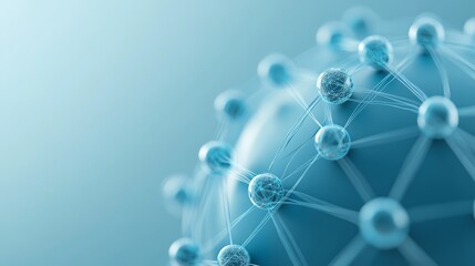 Abstract Network Connection Blue Sphere 3D Render