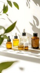 Warm and Inviting Skincare Display with Nourishing Facial Oils and Replenishing Creams