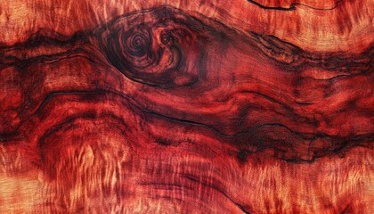 Naklejka premium Exotic padauk wood with vibrant red tones, ideal for luxury furniture accents, luxury wood texture, vivid elegance