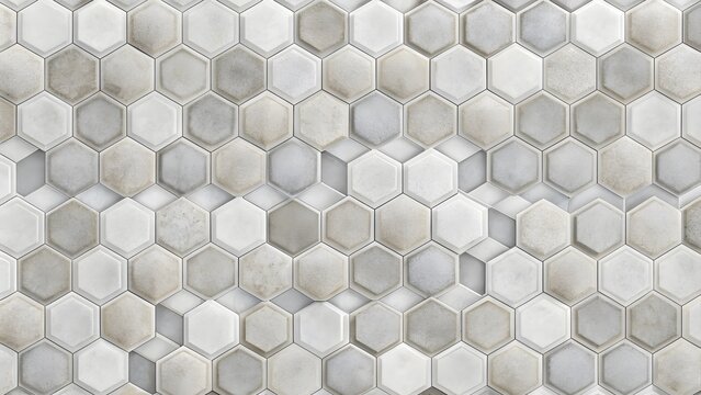 Hexagon of wood pattern background. Old wooden texture in honeycomb form of tiles, consisting of a set of hexagonal plates. Abstract white hexagon concept background.