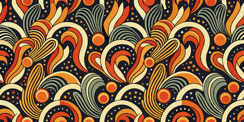  groovy abstract shape grains seamless pattern vintage retro style pattern