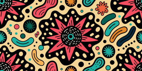  groovy abstract shape grains seamless pattern vintage retro style pattern