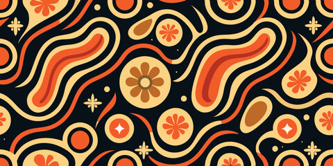  groovy abstract shape grains seamless pattern vintage retro style pattern