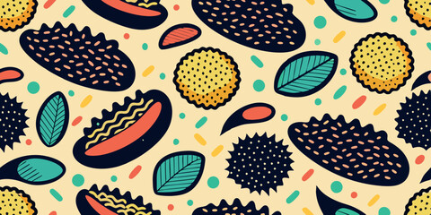  groovy abstract shape grains seamless pattern vintage retro style pattern