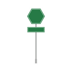 Road green traffic signs isolated on a white background. Vector illustration