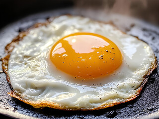 Fried egg on a frying pan