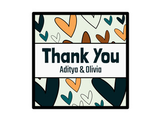 Wedding Thank You Card with cute design template