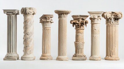 Fototapeta premium A collection of ancient columns showcasing various architectural styles and designs.